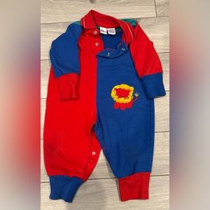 Vintage Color Block Kids One Piece with Lion Patch 6/9 Month can fit 9/12 Month